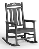 Ciokea Oversized Outdoor Rocking Chair, 380lbs Heavy-Duty Large Patio Rocker, Weather Resistant & Anti-Fade Porch Chair, High Back Cozy Rocking Chair for Outside, Fire Pit, Deck, Garden, Dark Grey
