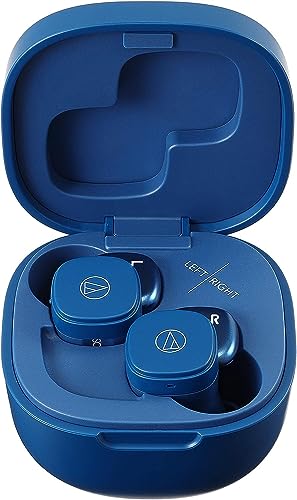 Audio-Technica ATH-SQ1TW PBW Wireless Earphones, Bluetooth Compatible, Bluetooth 5.0 Rapid Charging IPX4 Waterproof Standard, Up to 19.5 Hours Playback Multi-Pairing, Blue