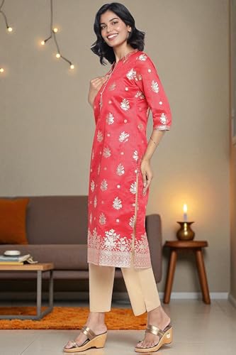 Kurta rouge de qualité supérieure Aurelia à motifs ethniques - 2