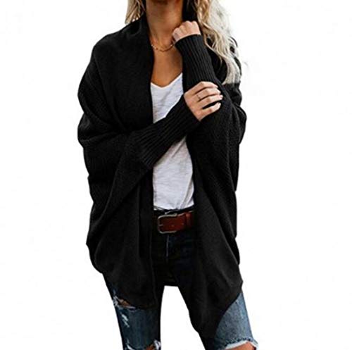 Lilly and the Bee Novelties Women's Casual Kimono Style Open Front Cardigan Sweater with Bat Wing Sleeves (Midnight)