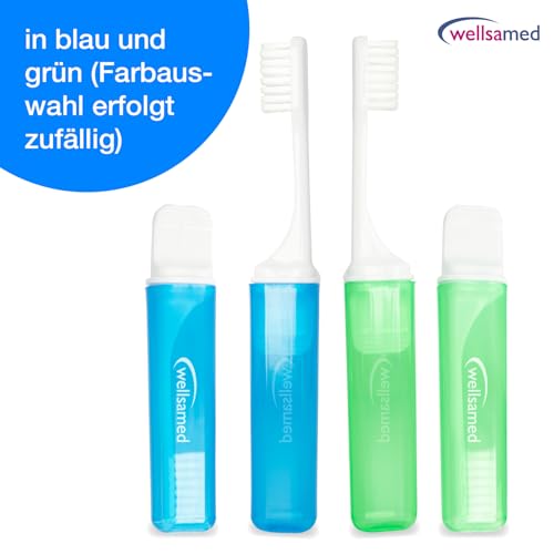 Reisezahnbürste Wellsamed mit hygienischer Schutzkappe für Reisen