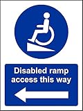 Disabled ramp access this way left safety sign - 3mm Aluminium sign 300mm x 200mm