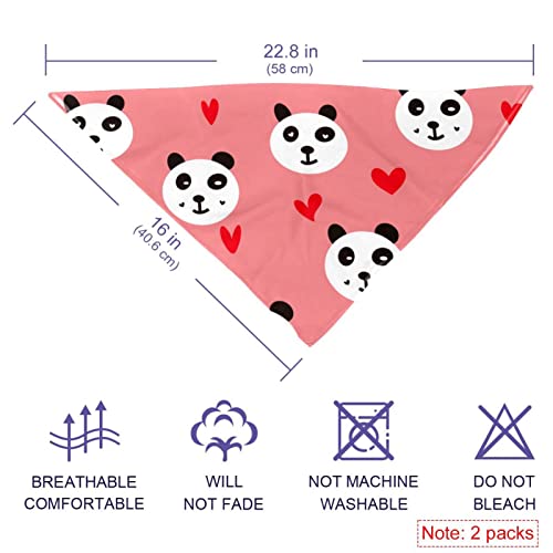 Dog Bandanas Cat Bib Pet Scarf 2 Pcs,Pink And Love Panda,Pet Bandana For Small Medium Dogs Cats Puppies #TOP2