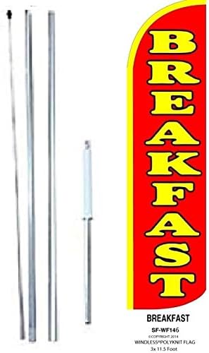 BREAKFAST King Flag Sign With Complete Hybrid Pole set