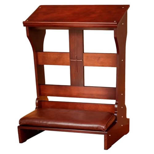 Heicofer Wooden Prayer Bench Kneeler with Padded Cushion & Slanted Desktop Bible Shelf Devotional Kneeling Table for Church & Meditation 23x20x32