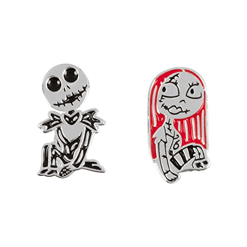 Disney E906359SL.PH Boucles d'oreilles à tige dépareillées en argent sterling Motif L'Étrange Noël de Monsieur Jack, taille unique, Argent sterling, Pas de gemme