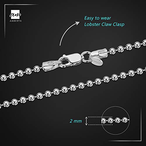 Amberta 925 Sterling Silver 2 mm Ball Chain Bracelet Size 7" 7.5" in4