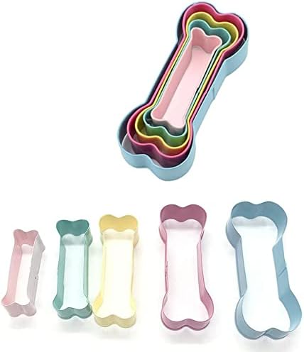 Yonisun 5 In 1 Stainless Steel Metal Dog Bone Shape Cookie Cutter Set Colorful