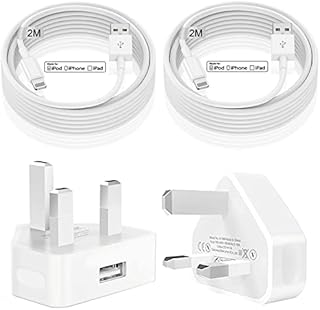 iPhone Charger Plug and Lightning CableApple MFi Certified2 Pack 3 pin USB Fast Wall Charging Power Adapter with 2 Pack 2M Lightning to USB Fast Charging Cord for iPhone 14/13/12/11/XS/X/8/7/6/iPad