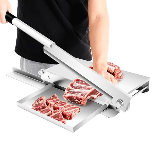 Manual Meat Bone Cutter, Chicken Chopper Machine with 14.17 Inch Blade Guillotine Bone Cutting Machine Stainless Steel Hard Bone Cutter for Home Cooking and Commercial Cooking
