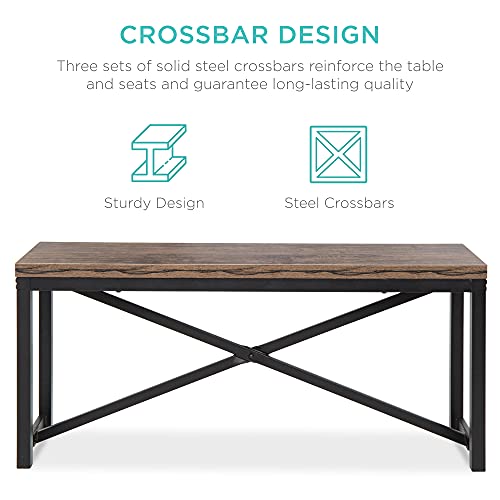 Best Choice Products 45.5In 3-Piece Bench Style Dining Furniture Set, 4-Person Space-Saving Dinette For Kitchen, Dining Room W/ 2 Benches, Table - Brown/Black #TOP2