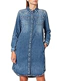 Das Denimkleid mit Langarm trägt sich bequem und hat eine mid blue Waschung