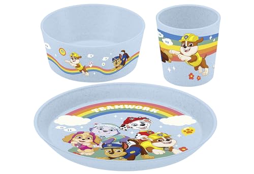 Koziol CONNECT GROW PAW PATROL Kindergeschirrset 3teilig | kleiner Teller + Schale + Becher | für Kinder ab 6 Monate | biozirkulärer Kunststoff, bruchfest, spülmaschinengeeignet (organic sky blue)
