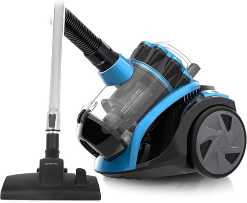 Emerio ECO Zyklon Staubsauger 900 Watt Leistung 2,0 Liter Staubbehälter 7m Aktionsradius HEPA Filter CyclonePro klein und wendig Metall-Teleskoprohr inkl. Fugendüse, VCE-108278.10, Schwarz/Blau
