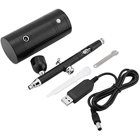 KSTE Airbrush-Set, 0,3 mm schwarz Mini-Luftkompressor-Spritzpistole Airbrush-Set 7CC-Kapazitätsset USB-betrieben 5V Cover