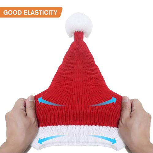Image of Santa Hat Christmas Hats Xmas Party Red Knitted Beanie For Adult Women Men