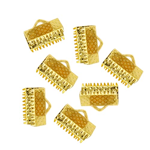 BELLIFFY Gold Cord Jewelry Making Kit Metal Clip for Ribbon Crimp Ends Cord Crimp Clamps for DIY Projects