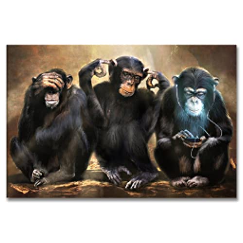 Toile trois orangs-outans peinture sans cadre impression haute netteté