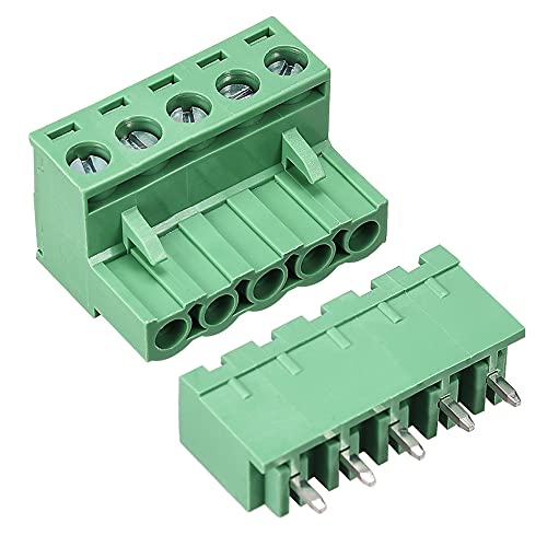 sourcing map 5 Pin 5.08mm Pitch Male Female PCB Screw Terminal Block 5 Sets