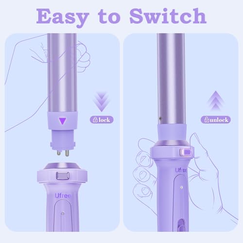 Image of Ufree 5 in 1 Curling Wand Set with Flat Iron, 0.35 inch-1.25 inch Ceramic Barrels