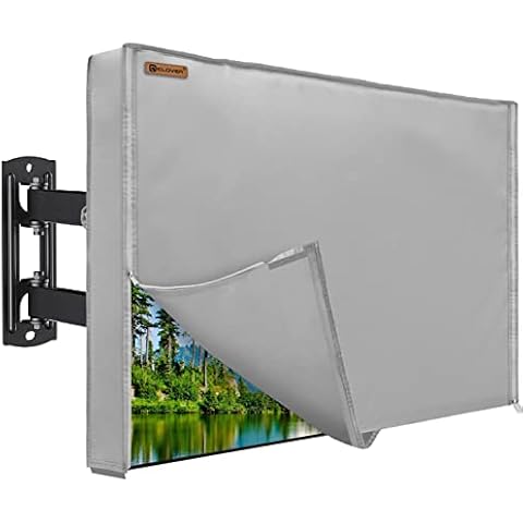 IC ICLOVER Outdoor TV Cover 60-65 inch, 600D Heavy Duty Weatherproof TV Enclosure, Waterproof Zipper Access with Bottom Seal for Outside LED, LCD, OLED Flat Screen TVs Cover