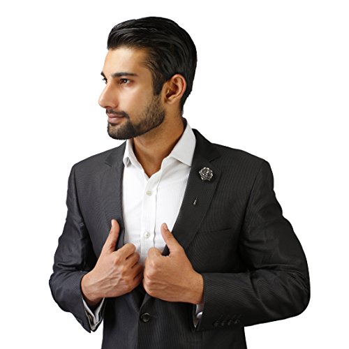 Image of Peluche Crystal Flower Brooch /Lapel Pin for Men
