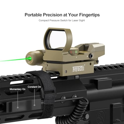 Feyachi Reflex Sight - 4 Reticle Green Dot Sight Optics with Integrated Green Laser Sight Less Than 5mW Output with Pressure Switch Sand by Feyachi - Image 4