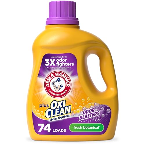 Image of ARM & HAMMER Plus OxiClean with Odor Blasters Liquid Laundry Detergent, Laundry Odor Remover, Attacks Stains, Fresh Botanical Scent, 74 Loads, 96.2 Fl Oz