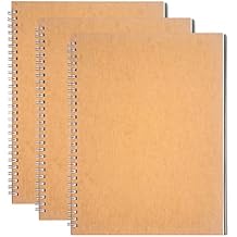 DSTELIN 10 inch x 7.5 inch, 100GSM, Blank Spiral Notebook, 3-Pack, Soft Cover, Sketch book, 100 Pages / 50 Sheets, with writing backboard, Brown