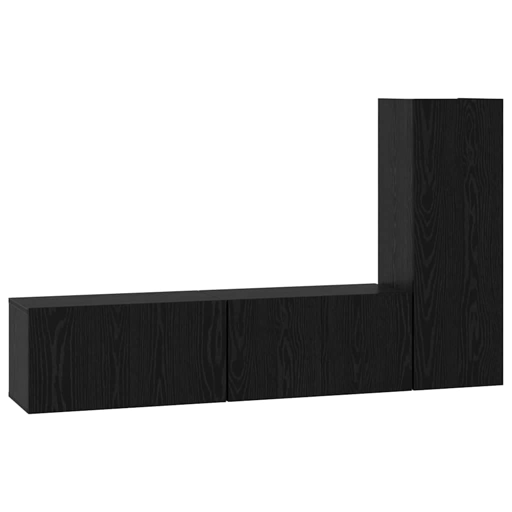Wiszący drewnopochodny nowoczesny zestaw szafek RTV Czarny 60x30x30 cm