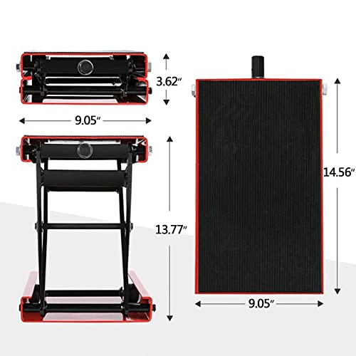 Lucasng Motorcycle Wide Deck Scissor Lift Jack Dilated Center Hoist Stand-1100 Lb, Capacity Bikes Atvs,Motorcycle Dirt Bike Scooter Crank Stand Red #TOP2