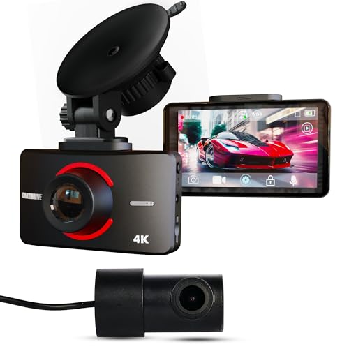 Car and Driver 4K UHD Car Camera - Dash Cam Front and Rear, 3" Touchscreen, 140° Wide Angle, Collision Detection, Parking Mode, Magnetic Mount, 16GB Micro-SD Card in