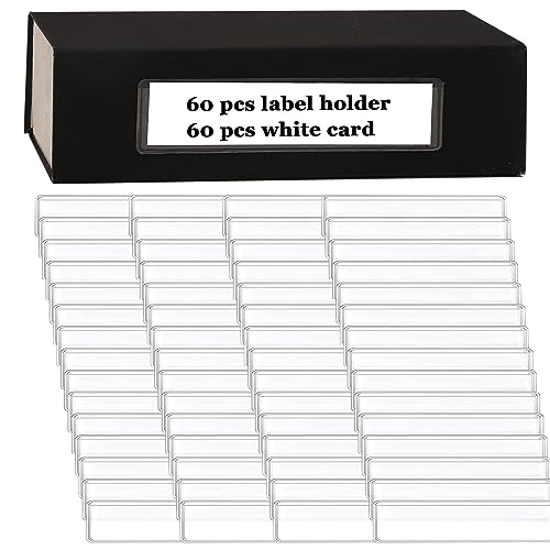 Owl Focus Label Holder Self Adhesive Shelf Clear Shelf Index Card Pockets Plastic Drawers Filing Cabinet Storage Container Label Holder for Supermarket