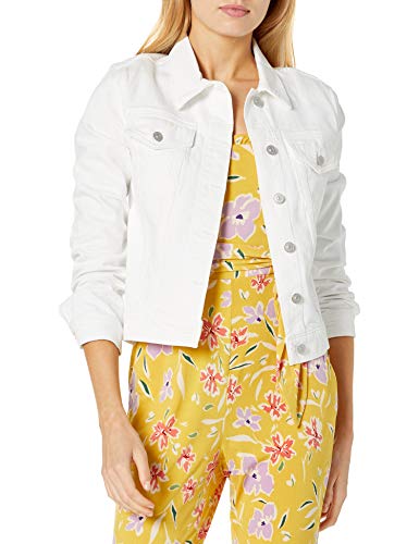 HUDSON Women's Classic Fitted Trucker Jacket, White, MD