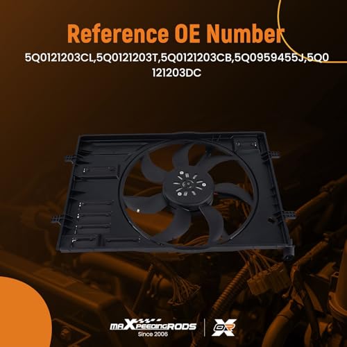 Image of maXpeedingrods Engine Radiator Cooling Fan Assembly for Audi A3 2015-2020, for Volkswagen e-Golf /Golf 2015-2019 SportWagen 2015-2018, for Volkswagen Jetta 2019, for Audi S3 Volkswagen GTI 5Q0121203CL