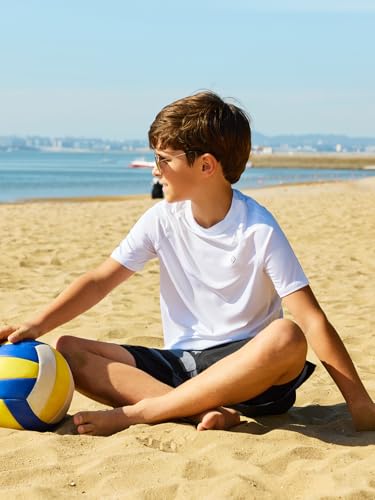 HODOSPORTS Boys UPF 50+ Rash Guard Swim Shirts Short Sleeve Quick Dry UV Protection Sun Shirt3