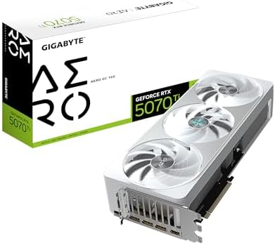 GIGABYTE GeForce RTX 5070 Ti AERO OC 16G Graphics Card, 16GB 256-bit GDDR7, PCIe 5.0, WINDFORCE Cooling System, GV-N507TAERO OC-16GD Video Card