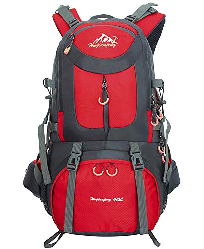 Mochilas de Senderismo al Aire Libre - Mochila de Senderismo Impermeable Macutos Ergonómica Viajes Excursiones Acampadas Trekking, Rojo, 60L