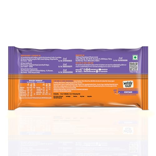 Image of Wickedgud Whole Wheat Schezwan & Curry Noodles 240g Pack of 2| No Maida | No Palm Oil | Source of Protein