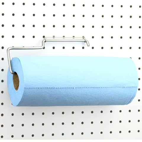 RightArrange One-Handed Tear Pegboard Paper Towel Holder - Stainless Steel - Hooks to Any Peg Board - Pegboard Accessories for Tool Shed, Garage, Workbench, Kitchen, Laundry or Craft Room Organization Cover