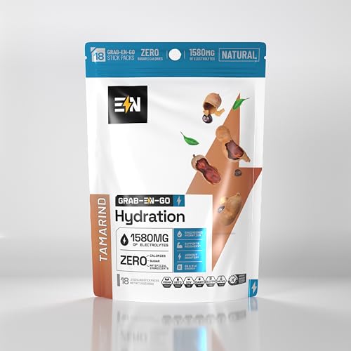 Engineered Nutrition Sugar-Free Electrolytes Powder Packets - Single-Serving Hydration Drink for Optimal Hydration, Electrolyte Blend, Vegan, Non GMO, Keto Hydrate Packets - Tamarind (18 Count)