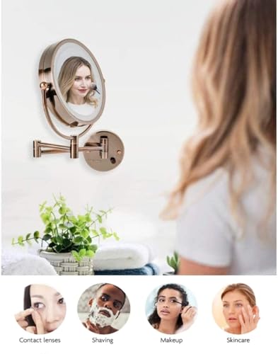 Image of OVENTE Hardwired Wallmount Bathroom Mirror, Antique Brass MPWD3185AB1X7X