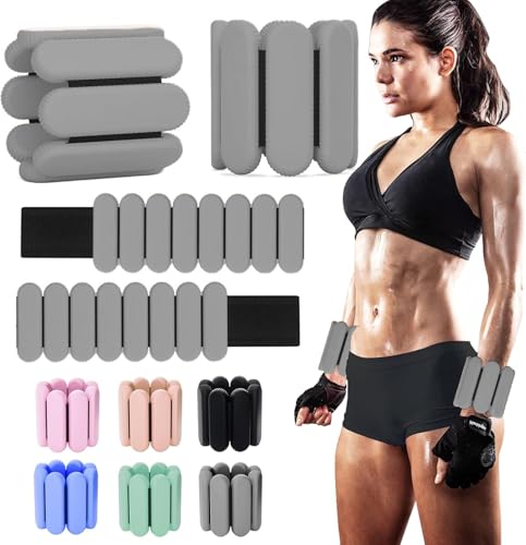 Image of YOVKOK Adjustable Ankle Weights for Women Men,Wrist Weights set for Walking Running,1 Pair (1Lbs Each) Silicone Workout Weights for gym fitness, Jogging,yoga,pilates,strength training,physical therapy