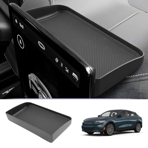 Image of LUWU 2026 Mustang Mach E Dashboard Storage Tray Compatible with Ford Mustang Mach E 2021-2026 Accessories Center Console Display Box Hidden Organizer Tray Behind Screen (Only Fit for 15.5inch Screen)