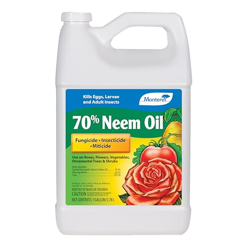 Monterey 70% Neem Oil - Organic Gardening Fungicide, Insecticide, Miticide - Kills Eggs, Larvae, and Adult Insects - 1 Gallon - Apply Using a Sprayer -  LG6142