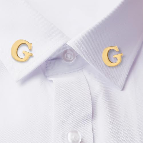Image of HONEY BEAR Mens Womens Initial Alphabet Letter Lapel Pins Collar Badge Brooches for Business Wedding Graduation Gift Matte Gold 0.59 inches
