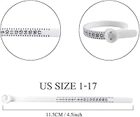 Vista 7 de Herramienta de medición de tamaño de anillo, herramienta de medición de tamaño de dedo reutilizable 1-17 EE. UU., tamaño de 2 piezas