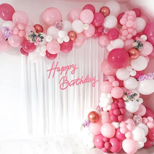 Image of TONIFUL Happy Birthday Sign for Backdrop - Light Pink Felt Banner - Includes Dot Glue - Perfect for Birthday Party Backdrop,Wall Decor,Balloon Arch,Photo Background