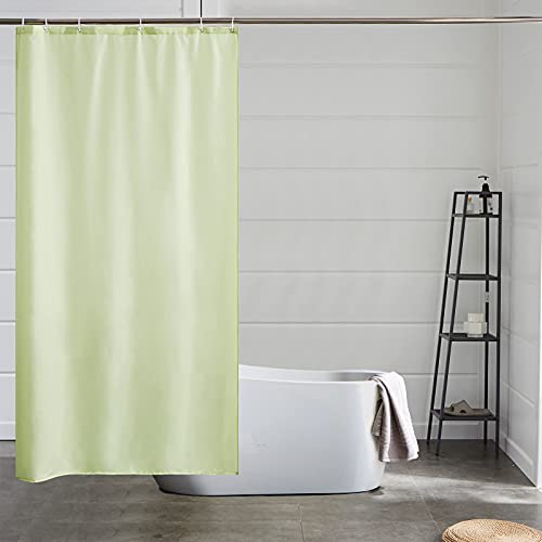 Furlinic Schmaler Duschvorhang für Eck Dusche und Kleine Badewanne, Badvorhang Textil aus Polyester Stoff Schimmelresistent Wasserabweisend und Waschbar, Senfgrün 90x180 mit 6 Duschvorhangringen Cover