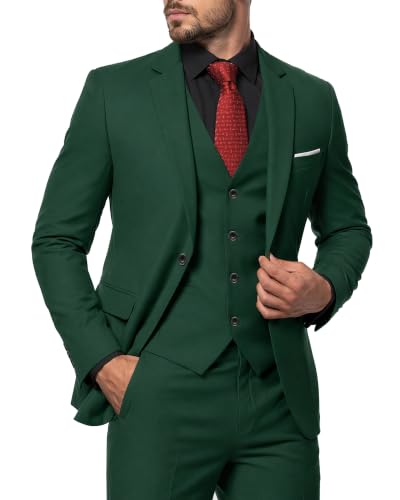 Image of MY'S Men's Suit Slim Fit One Button 3-Piece Suit Blazer Dress Business Party Jacket Vest & Pants
